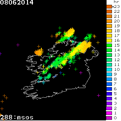 Lightning Report for Ireland on Sunday 08 June 2014