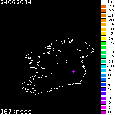 Lightning Report for Ireland on Tuesday 24 June 2014