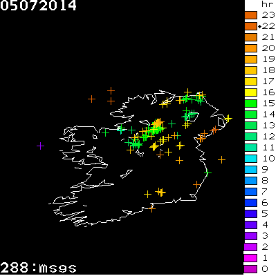 Lightning Report for Ireland on Saturday 05 July 2014