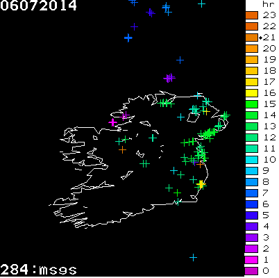 Lightning Report for Ireland on Sunday 06 July 2014