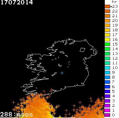 Lightning Report for Ireland on Thursday 17 July 2014