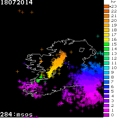Lightning Report for Ireland on Friday 18 July 2014