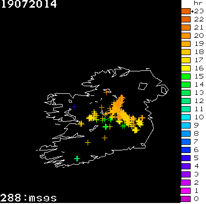 Lightning Report for Ireland on Saturday 19 July 2014