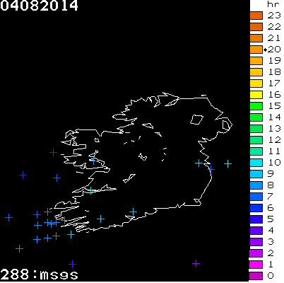 Lightning Report for Ireland on Monday 04 August 2014