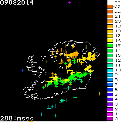 Lightning Report for Ireland on Saturday 09 August 2014