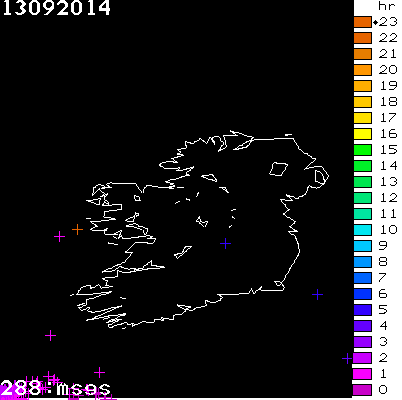 Lightning Report for Ireland on Saturday 13 September 2014
