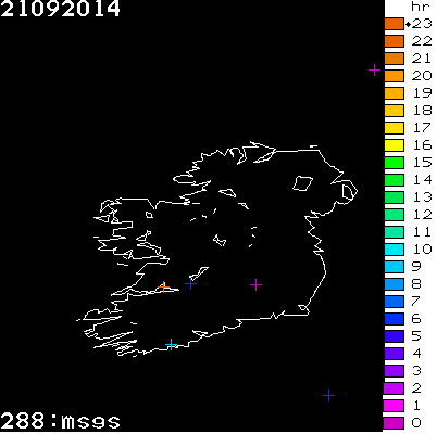 Lightning Report for Ireland on Sunday 21 September 2014