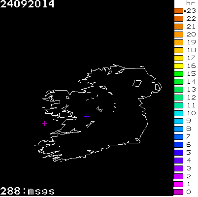 Lightning Report for Ireland on Wednesday 24 September 2014