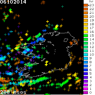Lightning Report for Ireland on Monday 06 October 2014