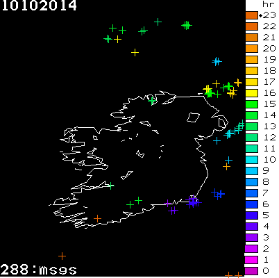 Lightning Report for Ireland on Friday 10 October 2014