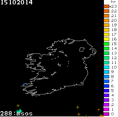 Lightning Report for Ireland on Wednesday 15 October 2014