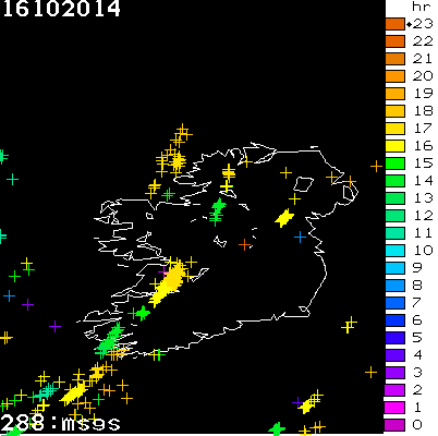 Lightning Report for Ireland on Thursday 16 October 2014