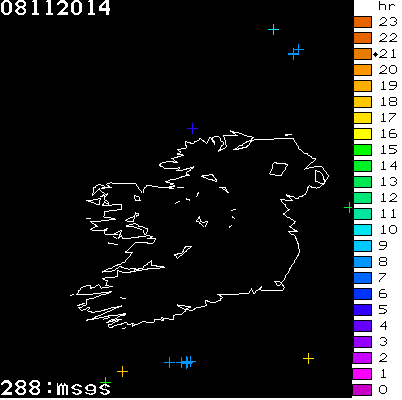 Lightning Report for Ireland on Saturday 08 November 2014