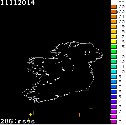 Lightning Report for Ireland on Tuesday 11 November 2014