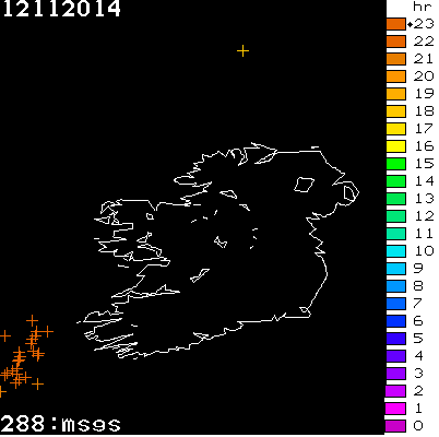 Lightning Report for Ireland on Wednesday 12 November 2014