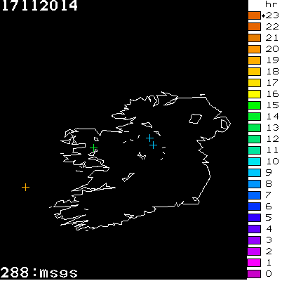 Lightning Report for Ireland on Monday 17 November 2014