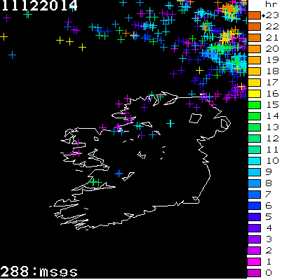 Lightning Report for Ireland on Thursday 11 December 2014