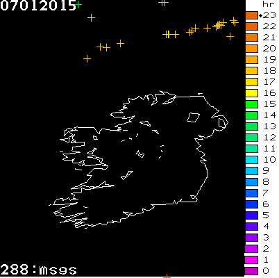 Lightning Report for Ireland on Wednesday 07 January 2015