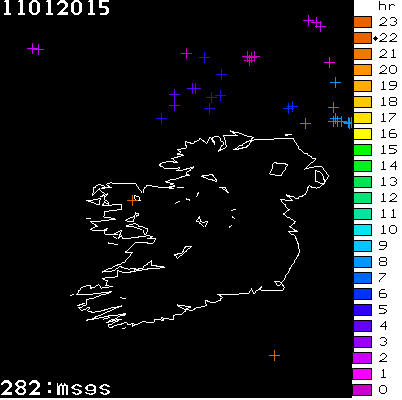 Lightning Report for Ireland on Sunday 11 January 2015