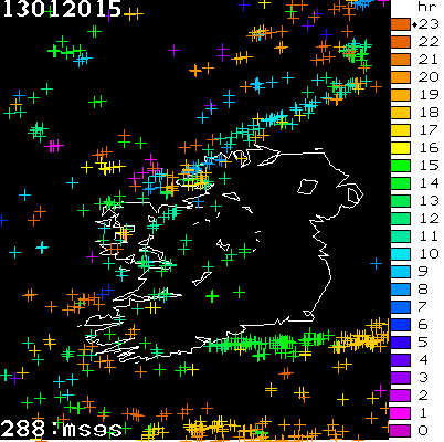 Lightning Report for Ireland on Tuesday 13 January 2015