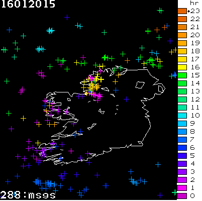 Lightning Report for Ireland on Friday 16 January 2015