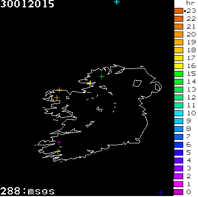 Lightning Report for Ireland on Friday 30 January 2015
