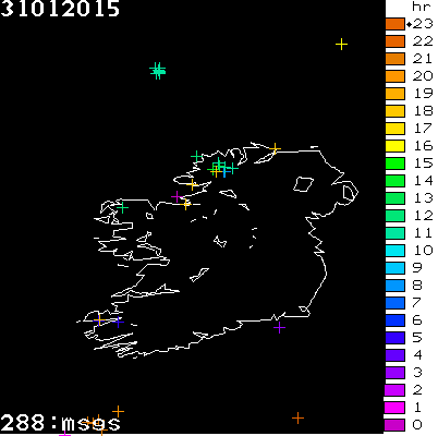 Lightning Report for Ireland on Saturday 31 January 2015