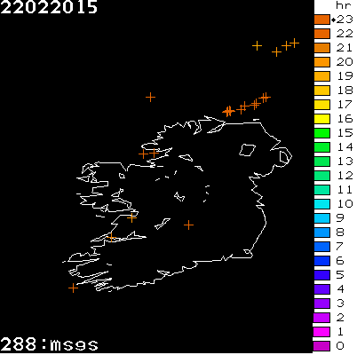 Lightning Report for Ireland on Sunday 22 February 2015