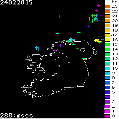 Lightning Report for Ireland on Tuesday 24 February 2015