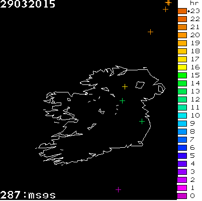 Lightning Report for Ireland on Sunday 29 March 2015