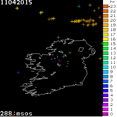 Lightning Report for Ireland on Saturday 11 April 2015