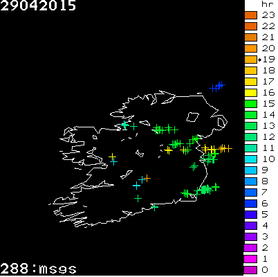 Lightning Report for Ireland on Wednesday 29 April 2015
