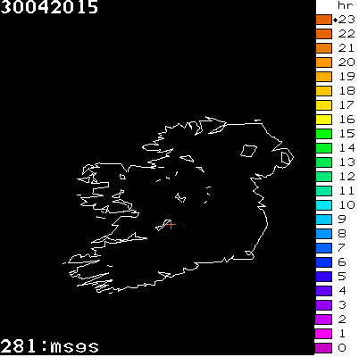 Lightning Report for Ireland on Thursday 30 April 2015