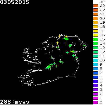 Lightning Report for Ireland on Sunday 03 May 2015