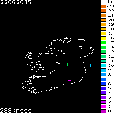 Lightning Report for Ireland on Monday 22 June 2015