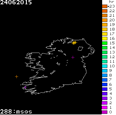 Lightning Report for Ireland on Wednesday 24 June 2015