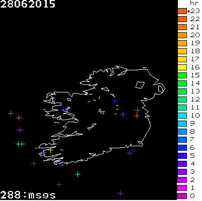 Lightning Report for Ireland on Sunday 28 June 2015