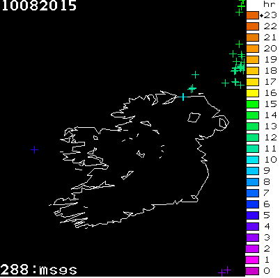 Lightning Report for Ireland on Monday 10 August 2015