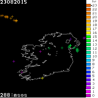 Lightning Report for Ireland on Sunday 23 August 2015