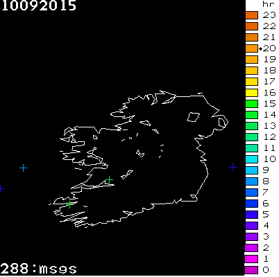 Lightning Report for Ireland on Thursday 10 September 2015