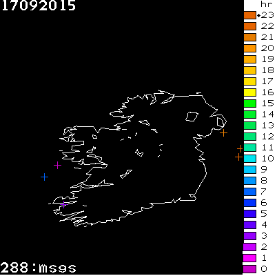 Lightning Report for Ireland on Thursday 17 September 2015