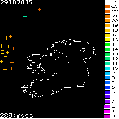 Lightning Report for Ireland on Thursday 29 October 2015