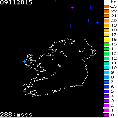Lightning Report for Ireland on Monday 09 November 2015