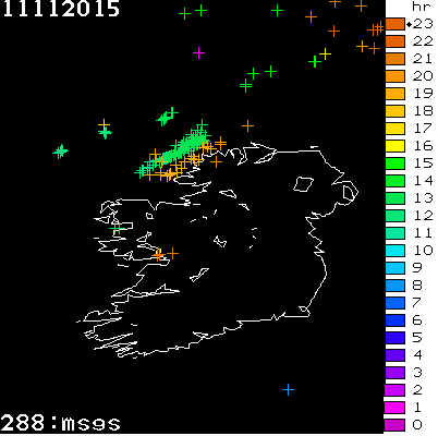 Lightning Report for Ireland on Wednesday 11 November 2015