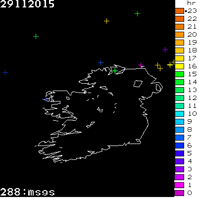 Lightning Report for Ireland on Sunday 29 November 2015