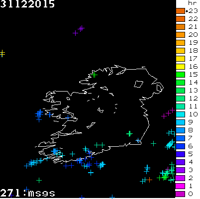Lightning Report for Ireland on Thursday 31 December 2015