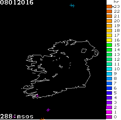 Lightning Report for Ireland on Friday 08 January 2016