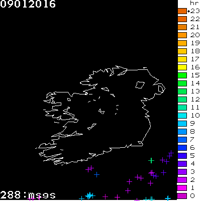 Lightning Report for Ireland on Saturday 09 January 2016