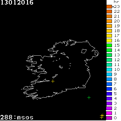 Lightning Report for Ireland on Wednesday 13 January 2016