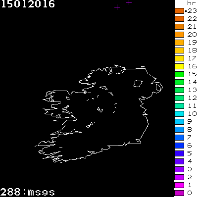 Lightning Report for Ireland on Friday 15 January 2016